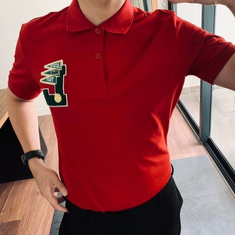 Polo LCST logo thêu 3 tam giác - Đỏ