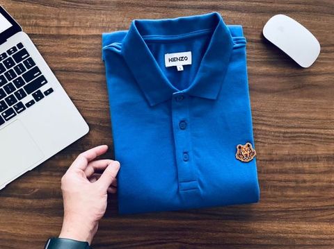 Polo Kenzo nam cộc tay trơn logo hổ cam