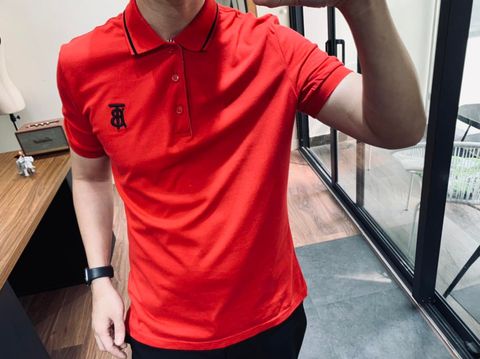 Polo BBR tem TB thêu viền cổ đen - Đỏ