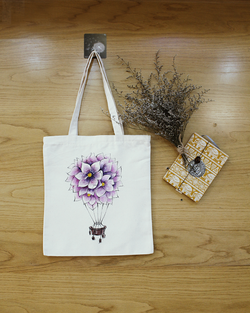 Túi họa tiết quả cầu hoa tím