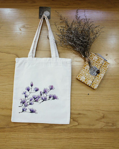 Túi họa tiết cành hoa tím mộng mơ