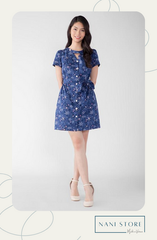 Đầm hoa xanh thắt nơ Nani Store ĐH2209116