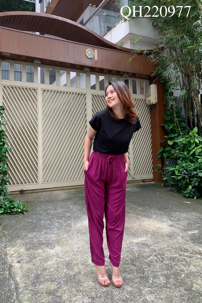 Quần ống rộng chấm bi tím QH220977