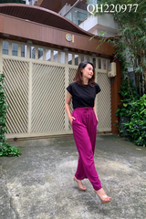 Quần ống rộng chấm bi tím QH220977