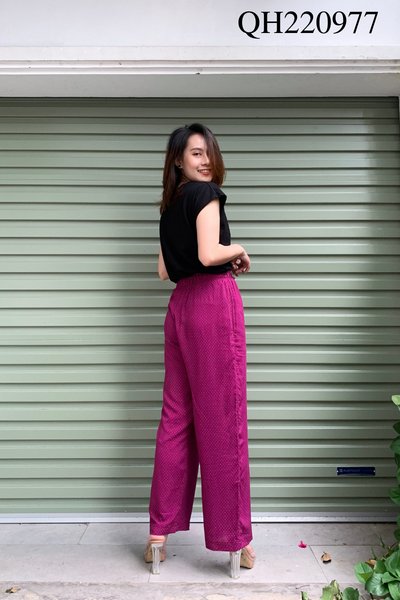 Quần ống rộng chấm bi tím QH220977