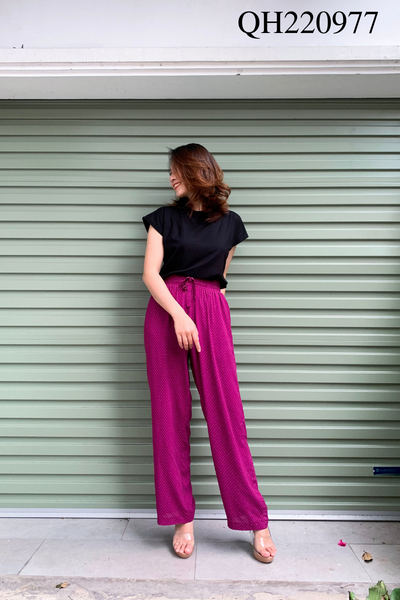 Quần ống rộng chấm bi tím QH220977