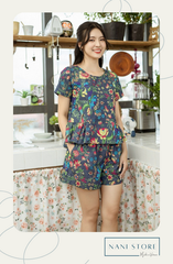 Đồ bộ đùi nhún bèo có tay hoa sen