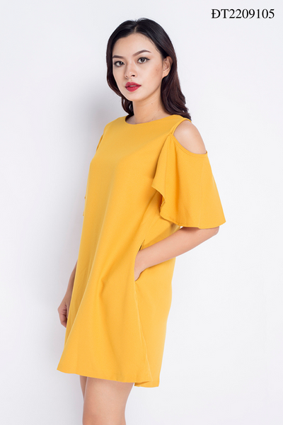 Đầm dạo phố khoét vai - Vàng ĐT2209105