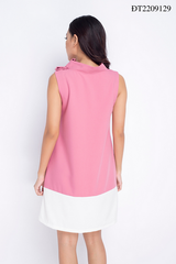 Đầm suông phối nơ vai hồng ĐT2209129