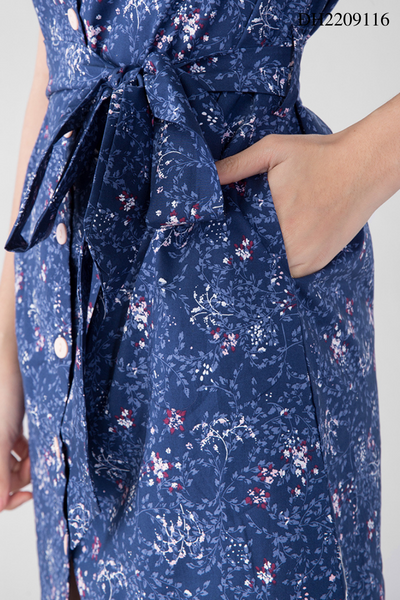 Đầm hoa xanh thắt nơ Nani Store ĐH2209116
