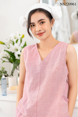 Đồ bộ đùi không tay sọc đỏ vạt chéo sau lưng NS220961