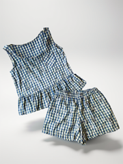 Đồ bộ đùi sọc caro họa tiết hoa bèo không tay_SA