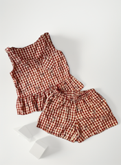 Đồ bộ đùi sọc caro họa tiết hoa bèo không tay_SA