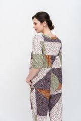 Đồ bộ dài baby doll tay lỡ hoa nâu DH041204