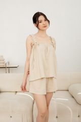 Đồ bộ đùi thiết kế baby doll 2 dây kem