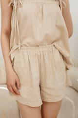 Đồ bộ đùi thiết kế baby doll 2 dây kem