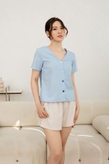 Đồ bộ đùi có tay nút nhiều màu xanh