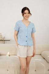 Đồ bộ đùi có tay nút nhiều màu xanh