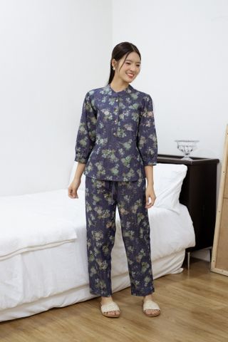 Đồ bộ dài cổ tàu chùm hoa