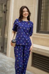 Đồ bộ dài thiết kế cổ giọt nước hoa nhí nhiều màu