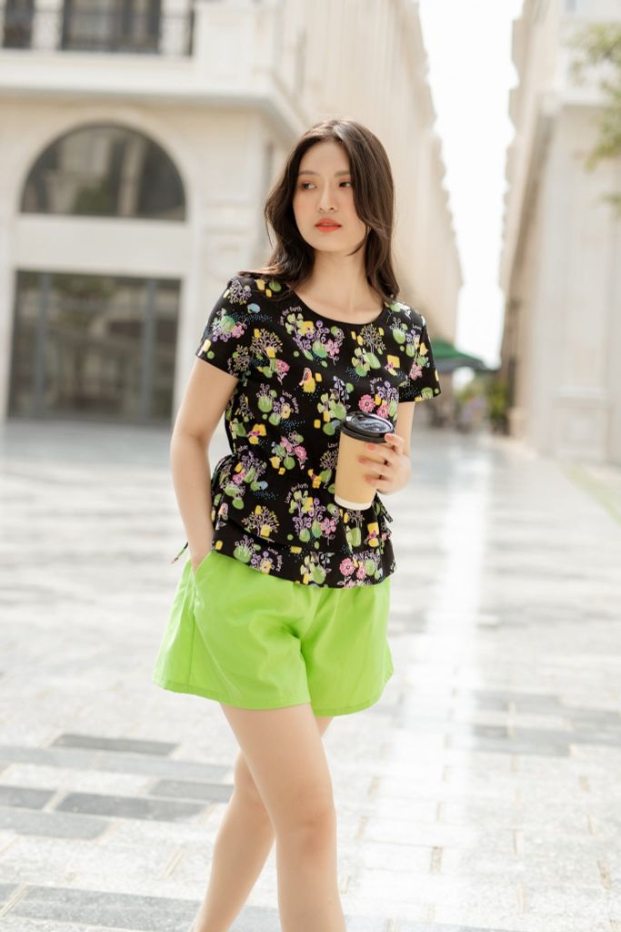 Bộ đùi thiết kế áo rút dây xanh lá