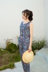 Đồ bộ dài không tay 8 nút hoa 5 cánh