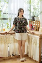 Đồ bộ đùi thiết kế có tay đan dây phối màu đen