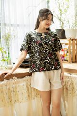 Đồ bộ đùi thiết kế có tay đan dây phối màu đen