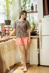 Đồ bộ đùi thiết kế có tay đan dây phối màu hồng