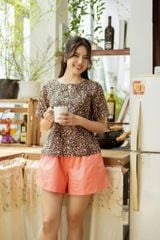 Đồ bộ đùi thiết kế có tay đan dây phối màu hồng