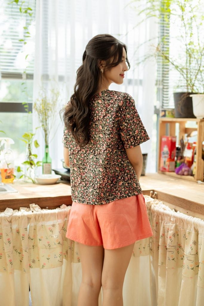 Đồ bộ đùi thiết kế có tay đan dây phối màu hồng