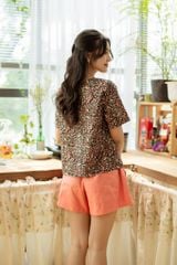 Đồ bộ đùi thiết kế có tay đan dây phối màu hồng