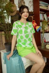 Đồ bộ đùi thiết kế có tay đan dây xanh lá