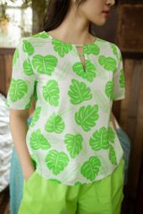 Đồ bộ đùi thiết kế có tay đan dây xanh lá