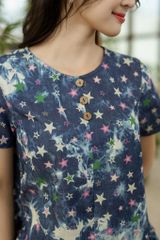 Đồ bộ lửng thiết kế có tay nhún bèo ngôi sao