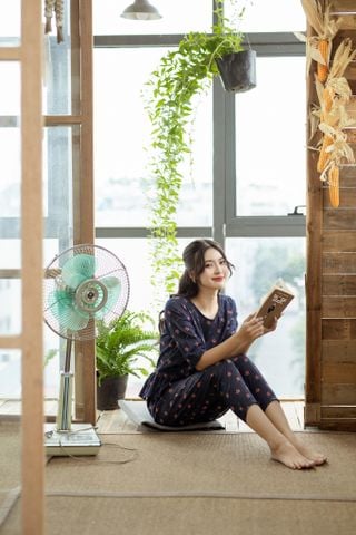 Đồ bộ dài thiết kế nhún bèo tay lỡ hoa đỏ