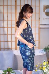 Đồ bộ lửng không tay xếp ly chùm hoa