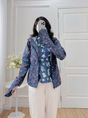 Áo khoác denim hoạ tiết hoa sam