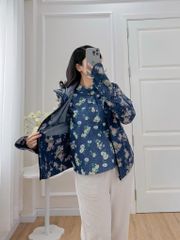Áo khoác denim hoạ tiết chùm hoa