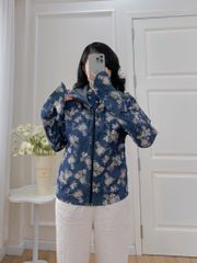 Áo khoác denim hoạ tiết chùm hoa