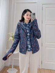 Áo khoác denim hoạ tiết hoa sam
