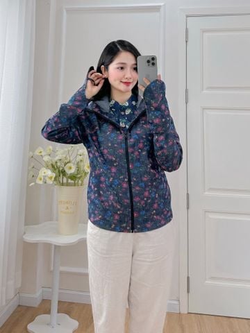 Áo khoác denim hoạ tiết hoa sam