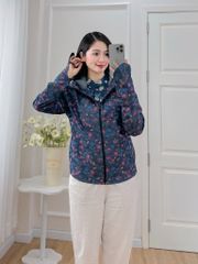 Áo khoác denim hoạ tiết hoa sam
