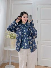 Áo khoác denim hoạ tiết chùm hoa