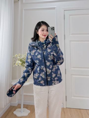 Áo khoác denim hoạ tiết chùm hoa