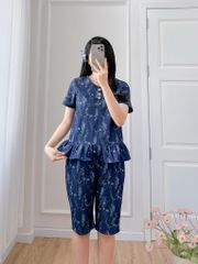 Đồ bộ lửng thiết kế nhún bèo có tay hoa cẩm chướng