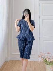 Đồ bộ lửng thiết kế nhún bèo có tay hoa cẩm chướng