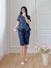 Đồ bộ lửng thiết kế nhún bèo có tay hoa cẩm chướng