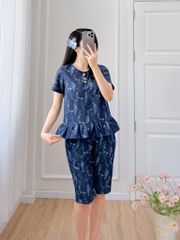 Đồ bộ lửng thiết kế nhún bèo có tay hoa cẩm chướng