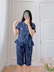 Đồ bộ lửng thiết kế nhún bèo có tay hoa cẩm chướng